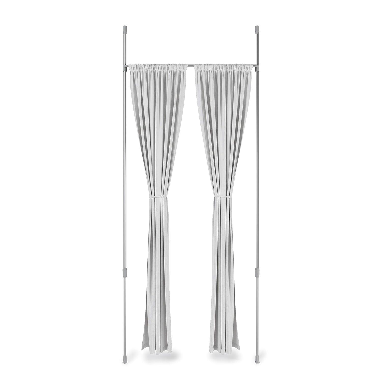 36"-66" Umbra Anywhere Curtain Rod Nickel Finish: Adjustable Tension Rod, Metal, Smooth Surface, Silver