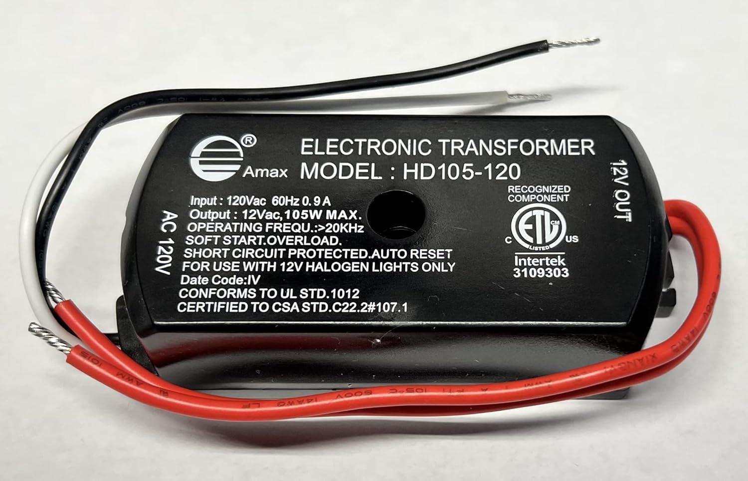 105W Black Electronic Low Voltage Transformer for Halogen Lights