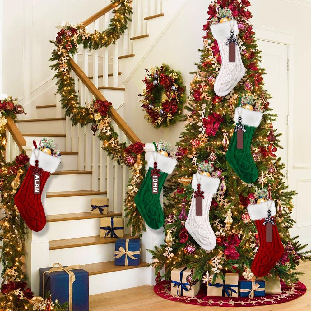 Gotoha 6PACK Christmas Stockings,18Inches Large Cable Knitted Stocking Xmas Hanging Stocking Decorations