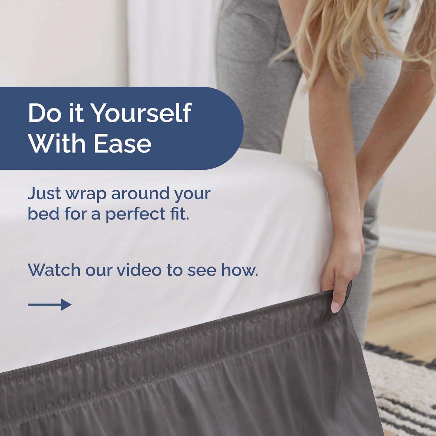 CGK Linens Ruffled Elastic Wrap Around Tailored Bed Skirt