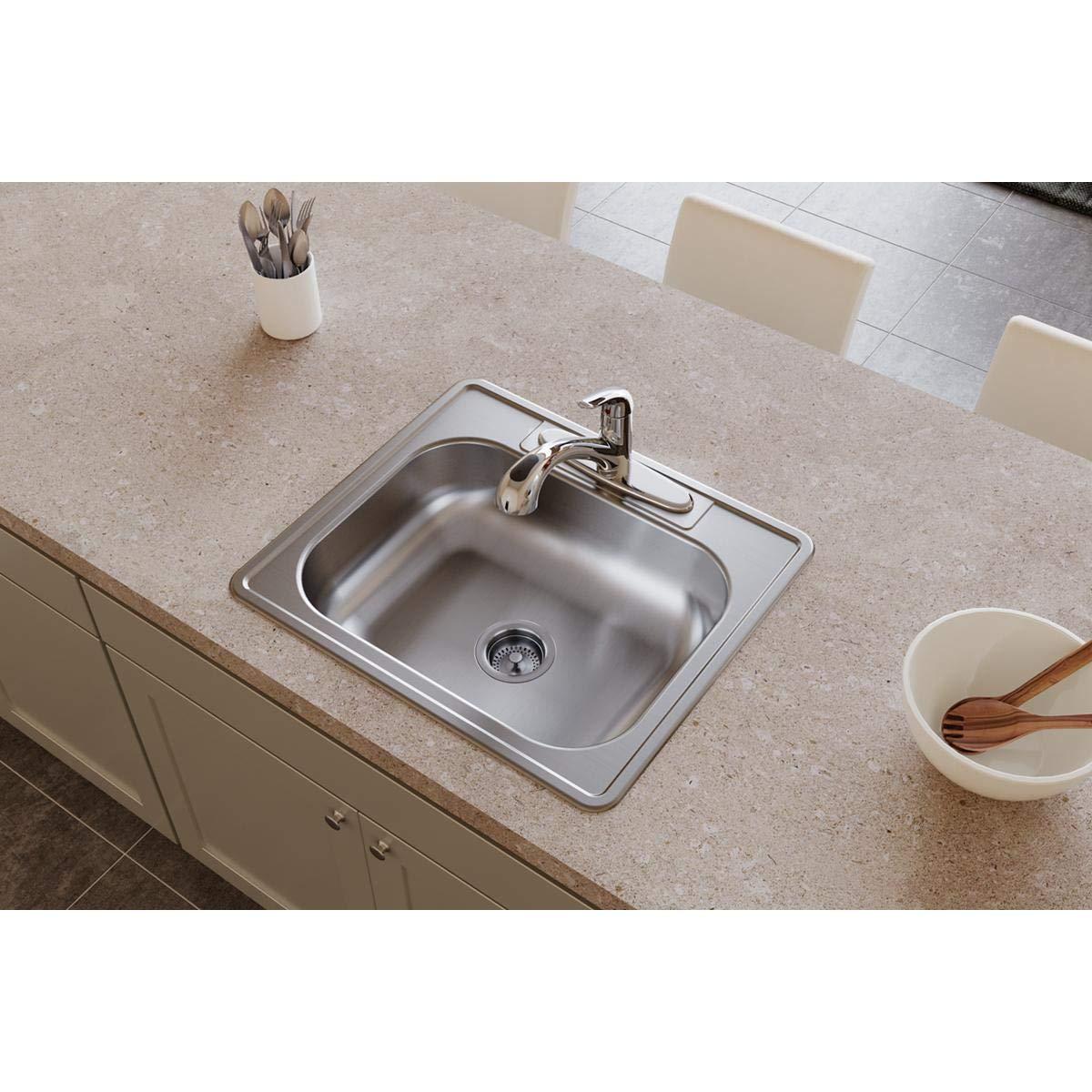 Dayton D125223 Single Bowl Drop-in Stainless Steel Sink, , 25 x 22 22 Gauge 3 Faucet Holes