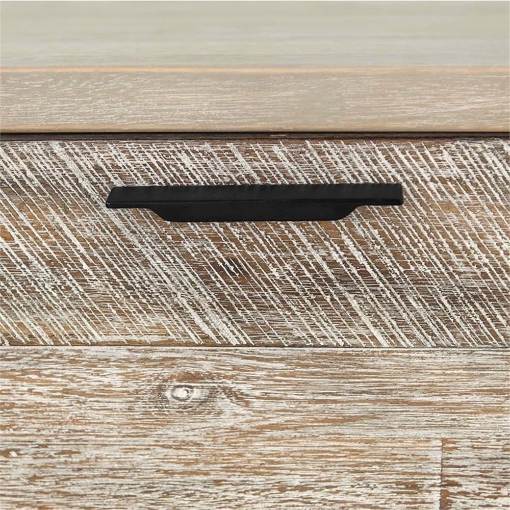 Armen Living Bridges 4-Drawer Modern Wood Desk in Natural/Gray