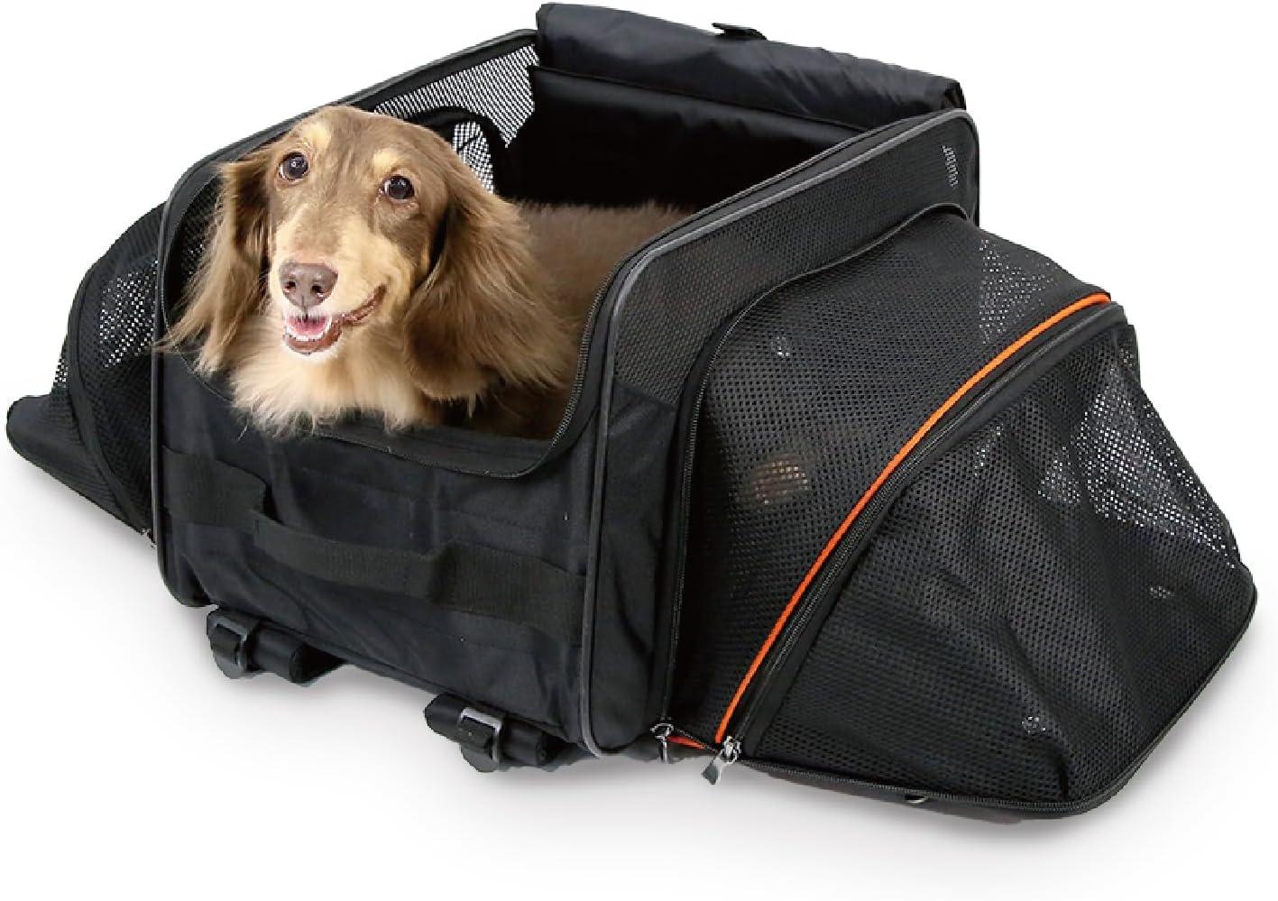 JetPaw Expandable Black and Orange Rolling Pet Carrier