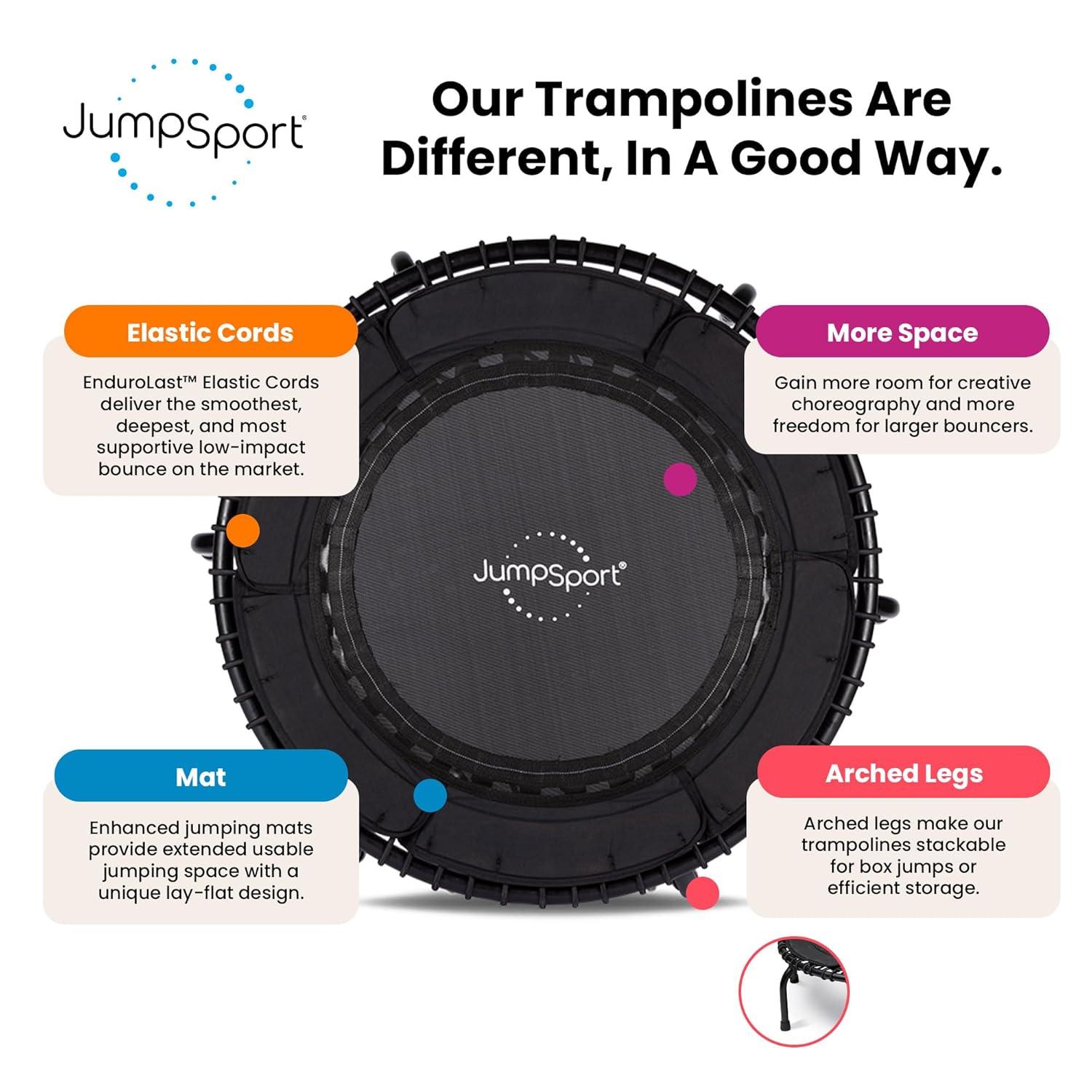 JumpSport JumpSport 370 Home Gym 39" Heavy Duty Fitness Trampoline with 4-In-1 DVD, Black