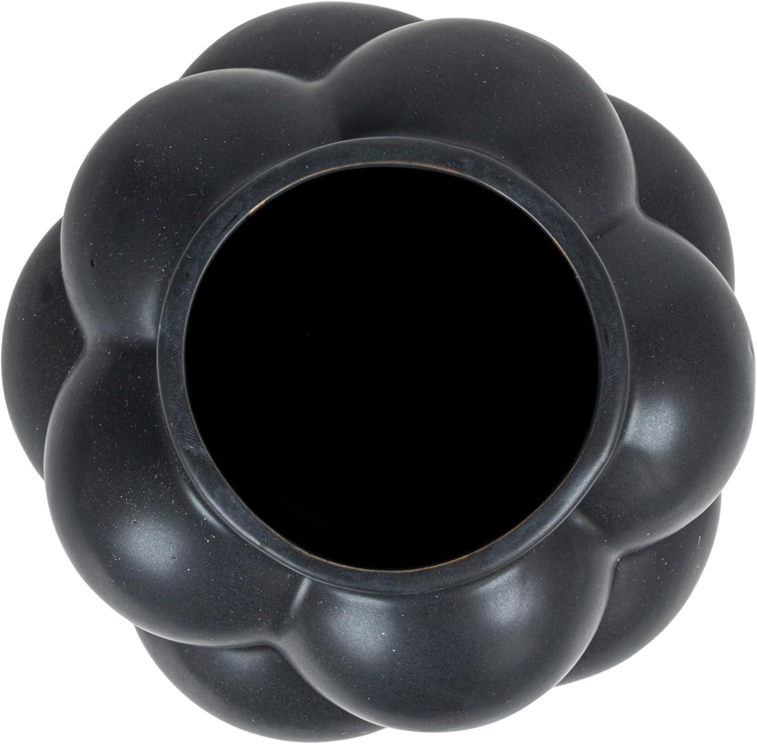 Matte Black Stoneware 8'' Round Vase with Raised Dots