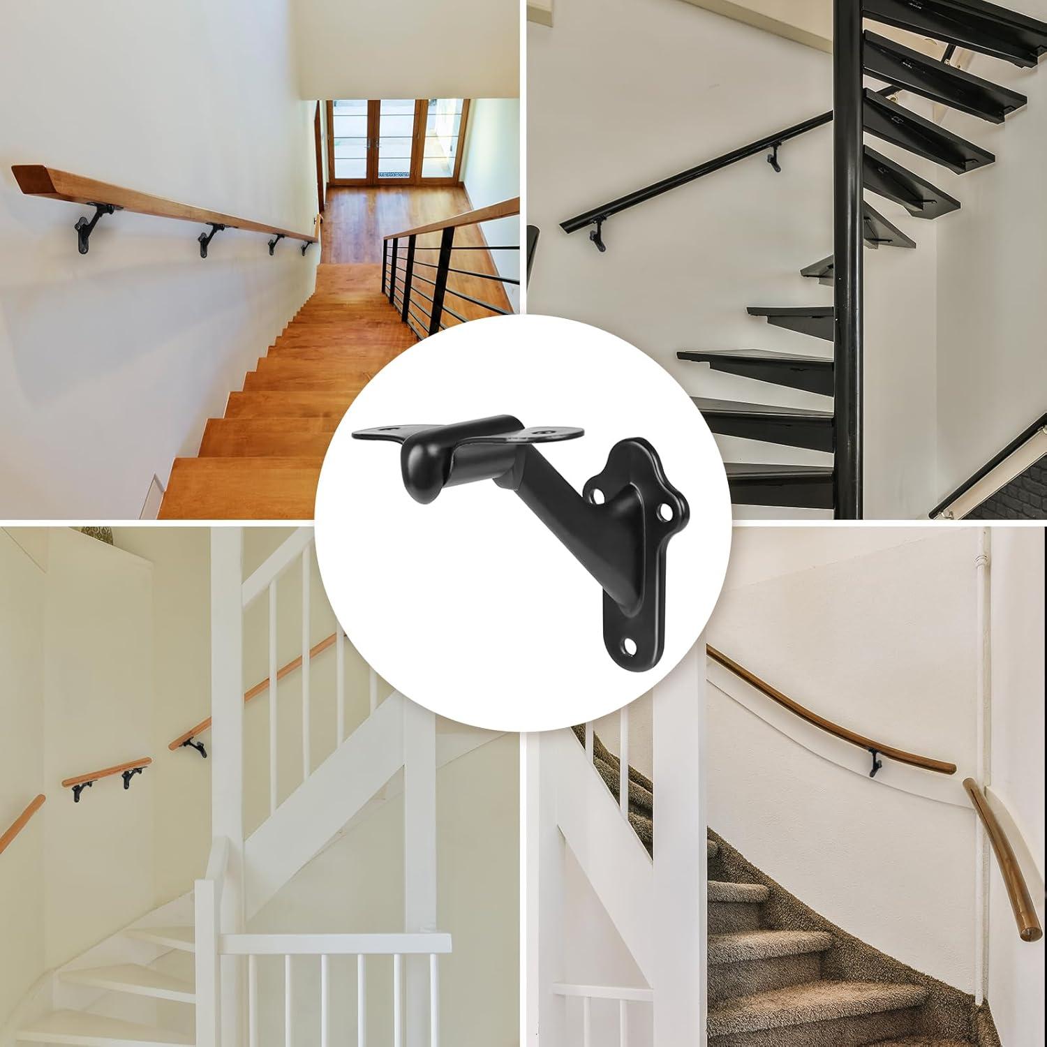 Design House 2.91" H x 2.2" W x 1.26" D Standard Handrail Bracket Heavy Duty Hardware for Stairways in Home or Office, Matte Black (Set of 5)