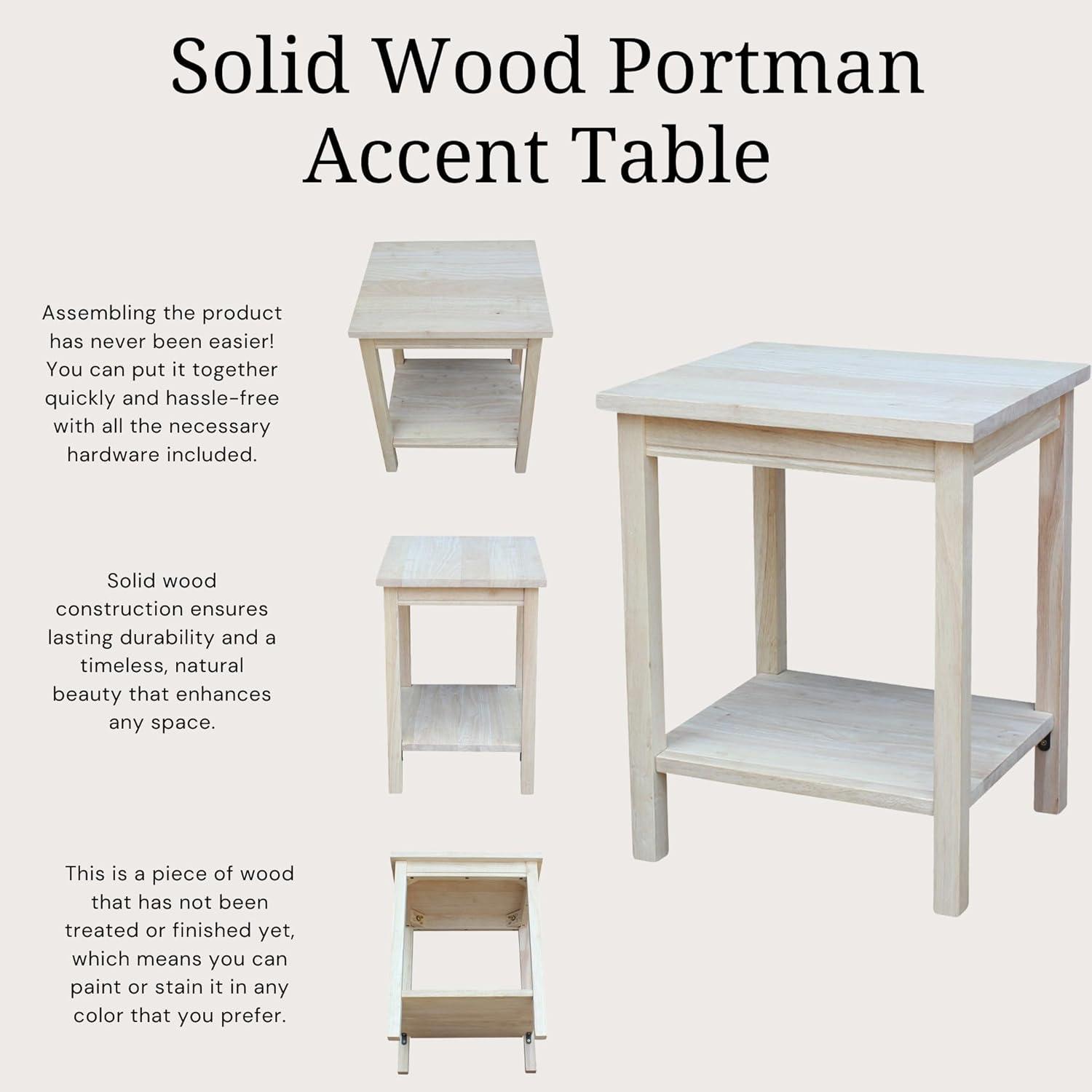29" Square Portman Accent Table Unfinished - International Concepts: Solid Wood, Entryway Display, Parawood