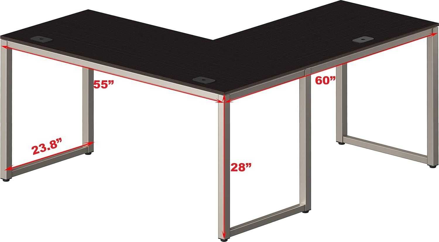 SHW Commercial-Grade L Shaped 55" x 60" Corner Office Computer Desk, Espresso