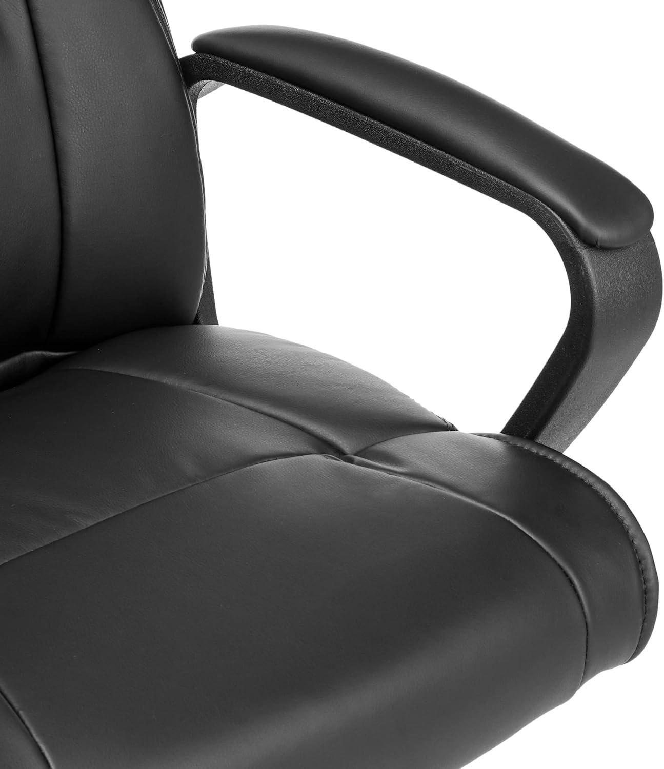 Black Faux Leather Mid-Back Swivel Office Chair