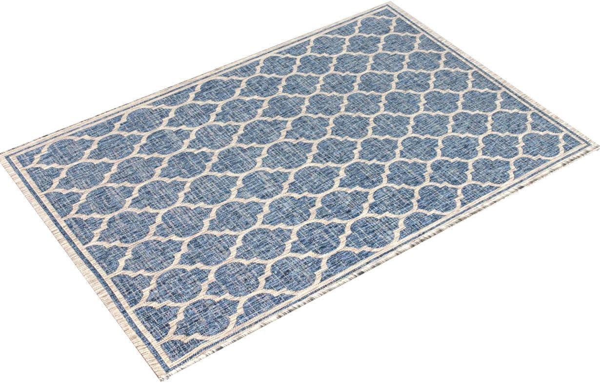 Trebol Moroccan Trellis Textured Weave Indoor/Outdoor Area Rug - JONATHAN Y