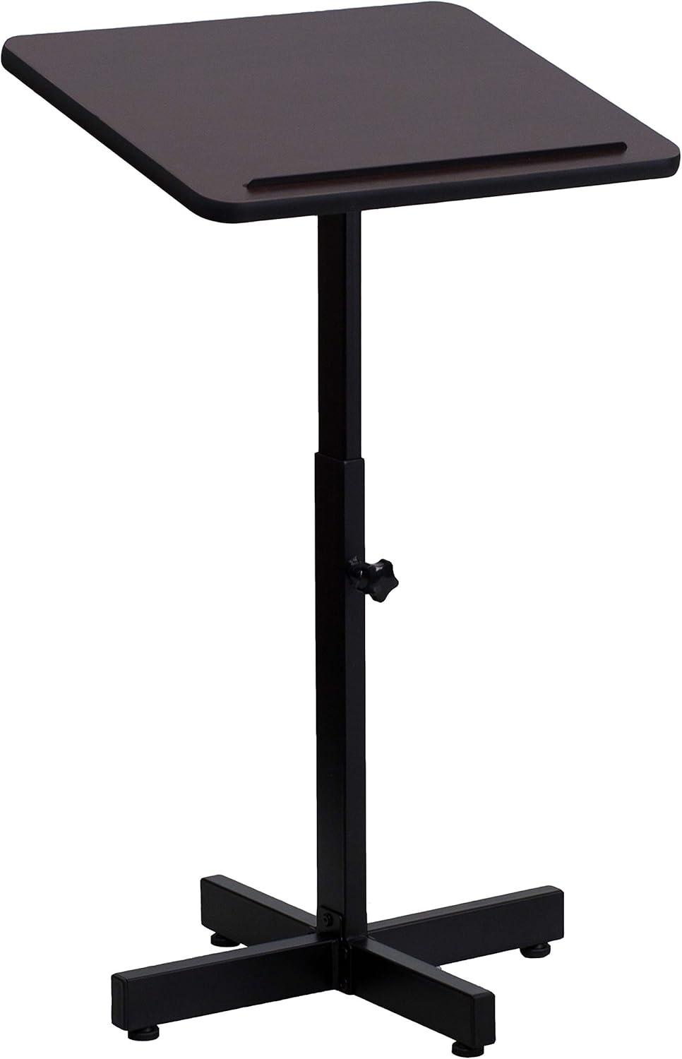 Collette Adjustable Height Slanted Top Metal Lectern in Mahogany