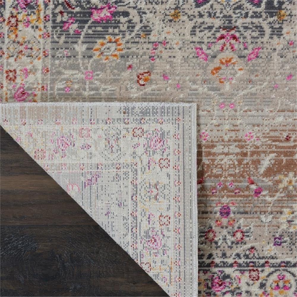 Nourison Vintage Kashan VKA01 Gray/Ivory/Pink Indoor Area Rug - 2'4 x 8'