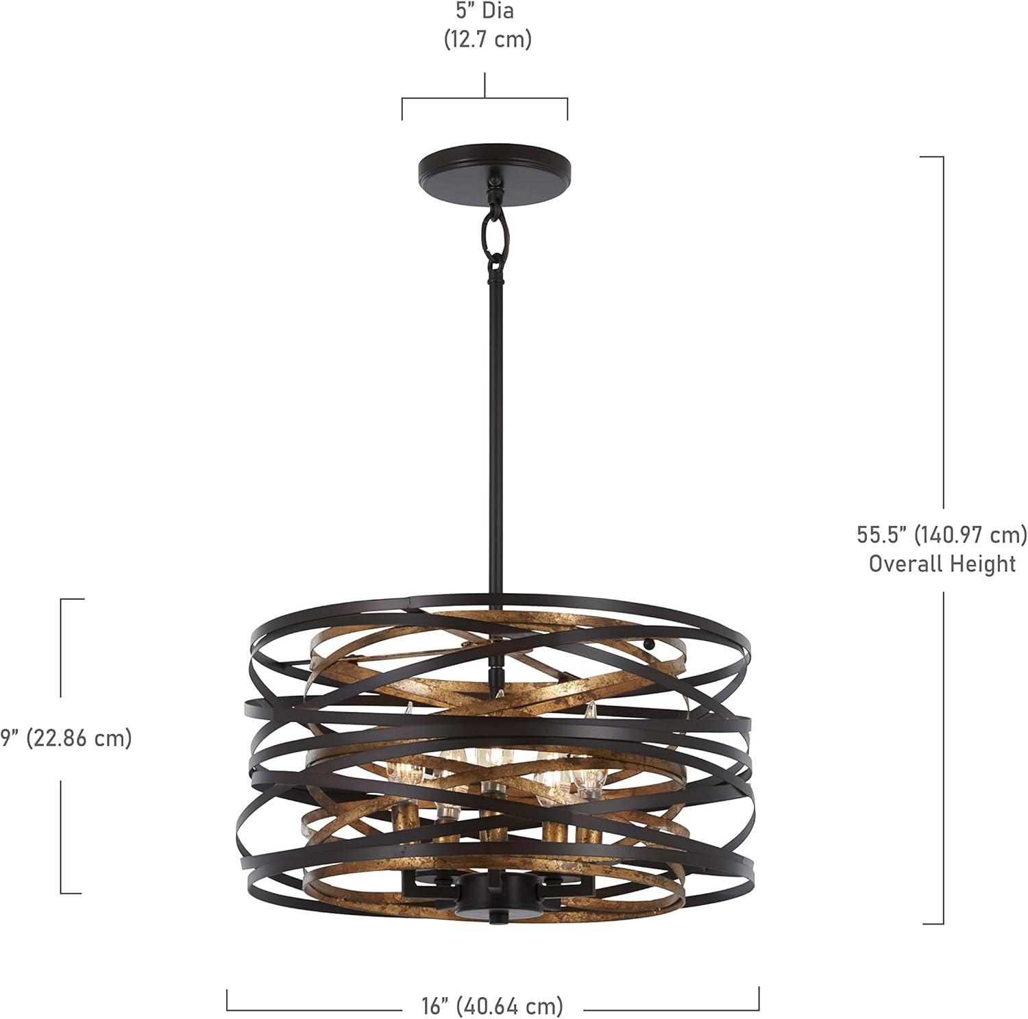 Minka Lavery Dark Bronze Mosaic Gold Pendant Chandelier 16" Wide Modern 5-Light Fixture for Dining Room House Foyer Kitchen Home