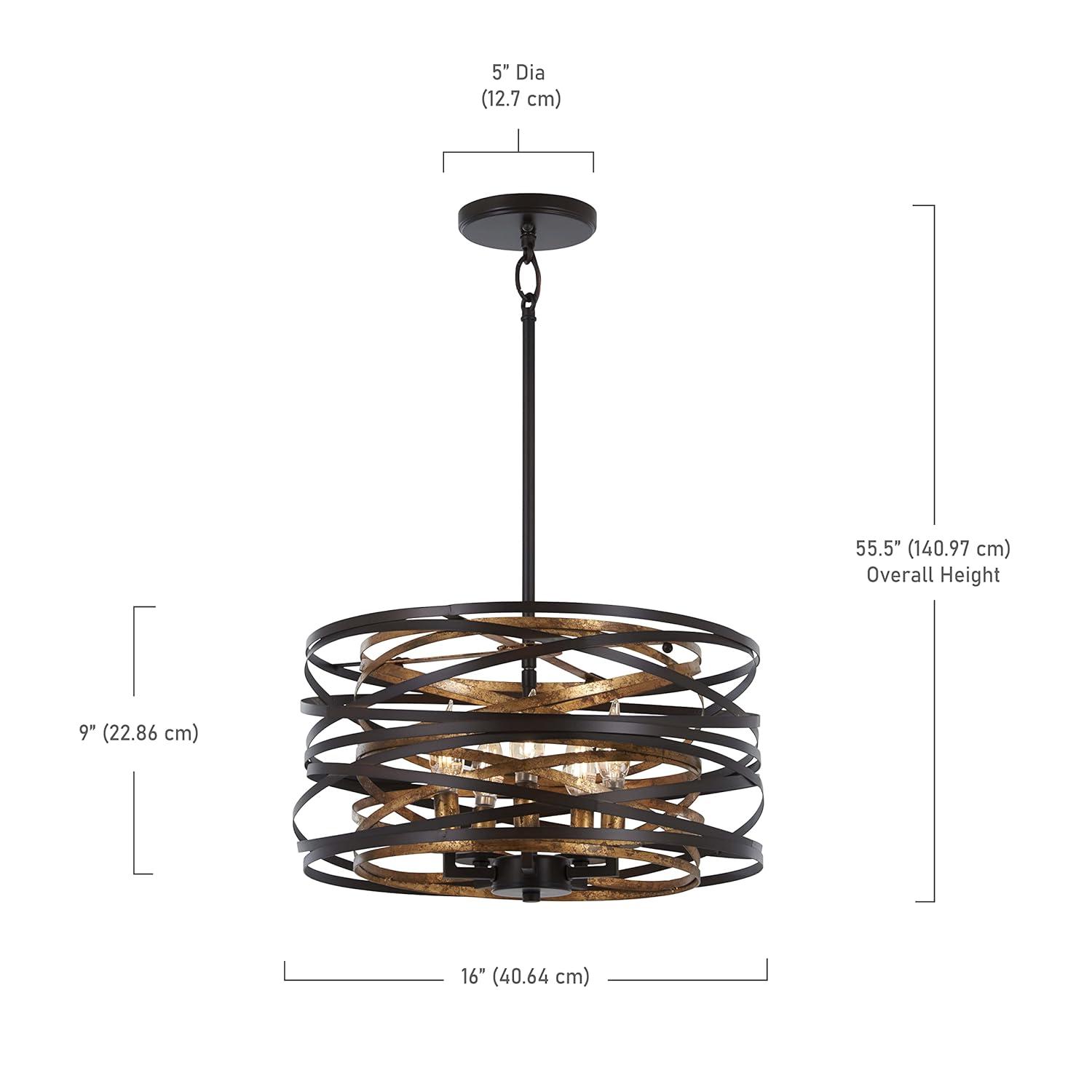 Minka Lavery Dark Bronze Mosaic Gold Pendant Chandelier 16" Wide Modern 5-Light Fixture for Dining Room House Foyer Kitchen Home