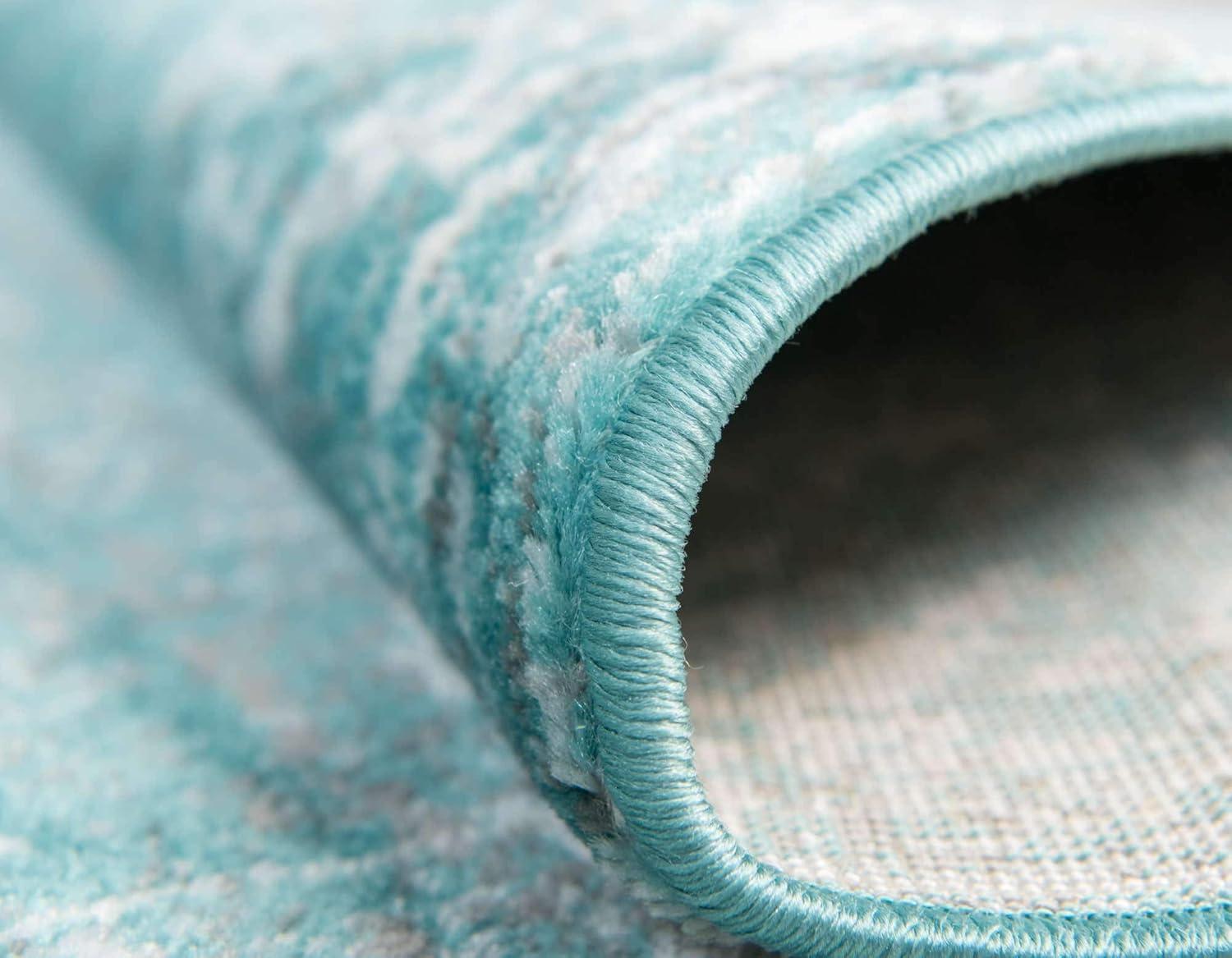 Unique Loom Sofia Collection Area Rug - Casino (6' 1" x 9' Rectangle Turquoise/Ivory)