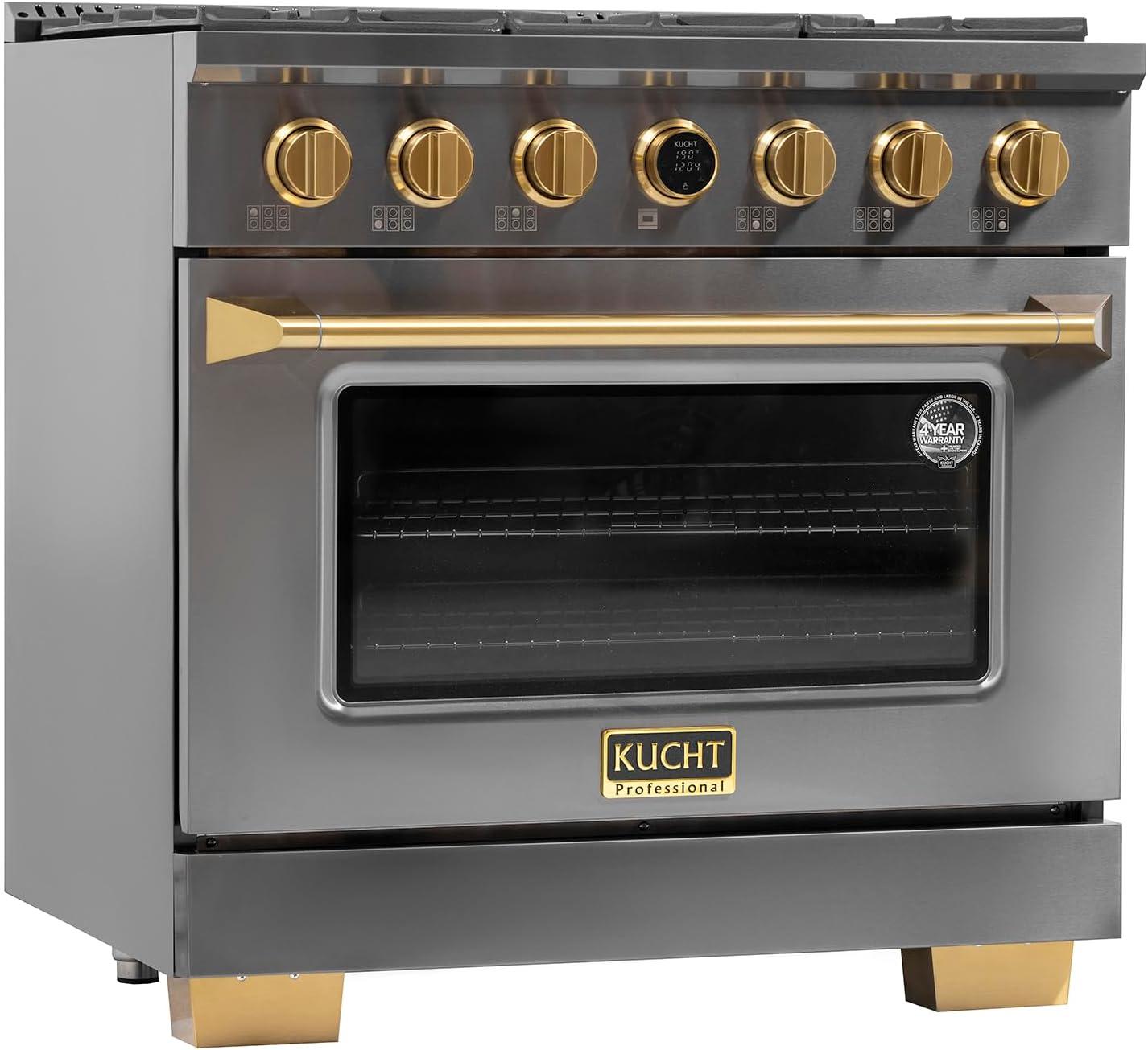 36 in. 5.2 cu. ft. Dual Fuel Range for Natural Gas in Titanium Stainless Steel.