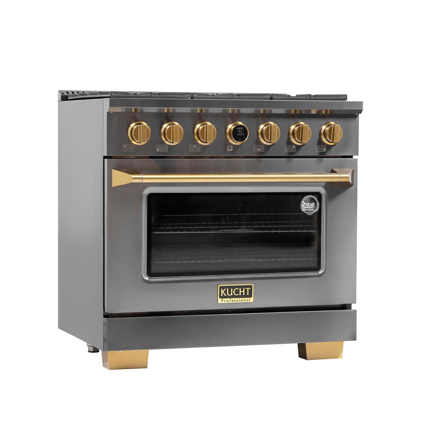 36 in. 5.2 cu. ft. Dual Fuel Range for Natural Gas in Titanium Stainless Steel.