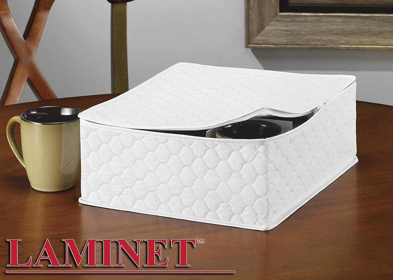 LAMINET Quilted Mug/Cup Storage Case - Holds Up to 12 Mugs/Cups - WHITE -6501A-FBM