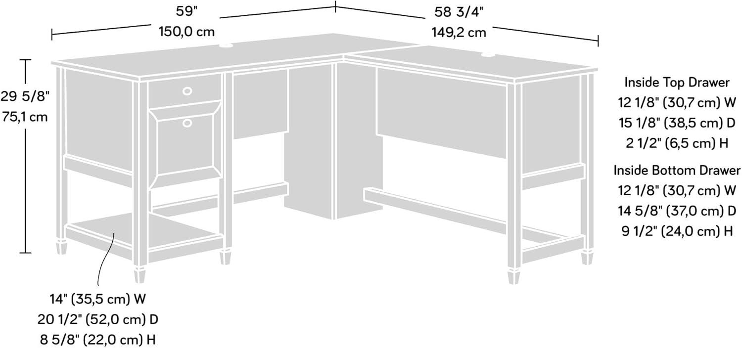 Sauder Edge Water Engineered Wood L-Shaped Desk in Chalked Chestnut