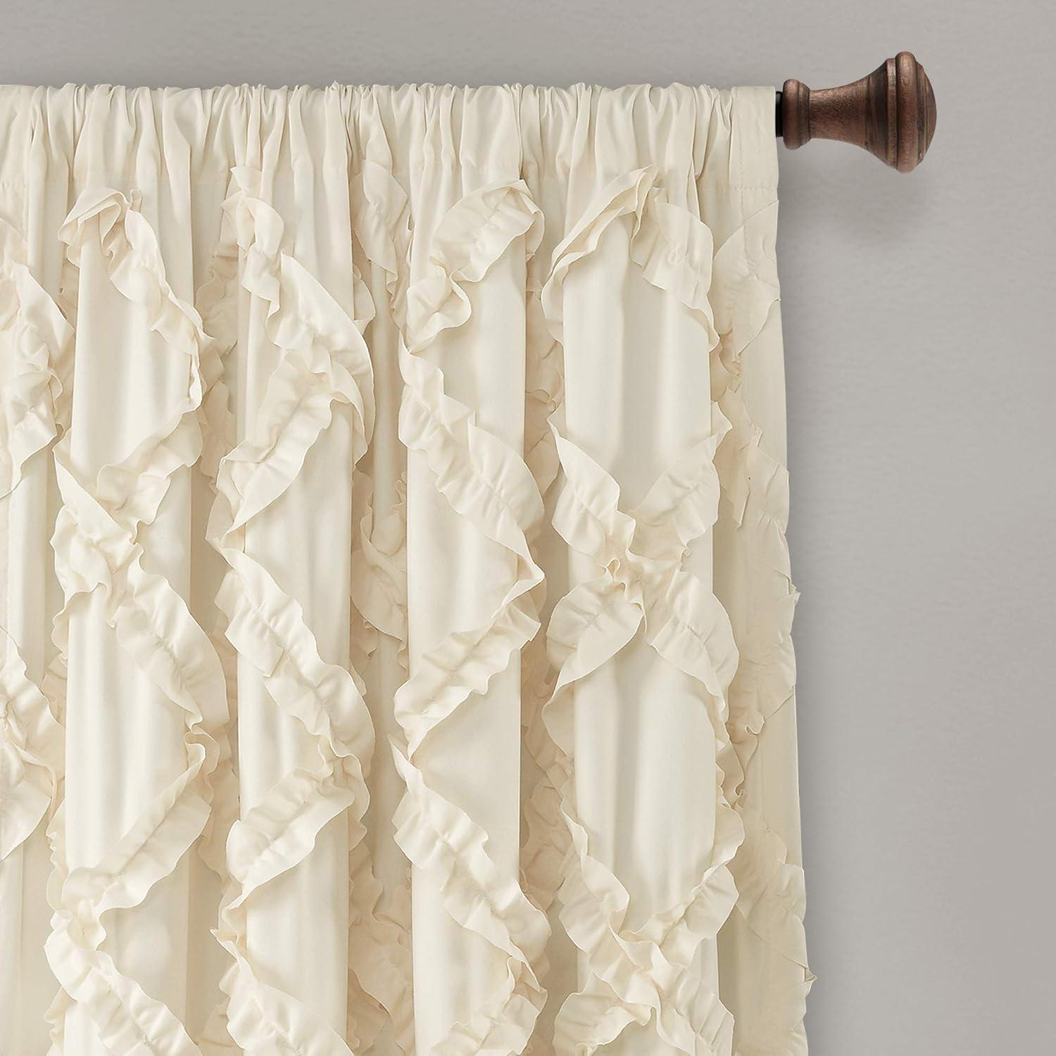 Lush Decor Ruffle Diamond Polyester Semi Sheer Curtain Pair (Set of 2)
