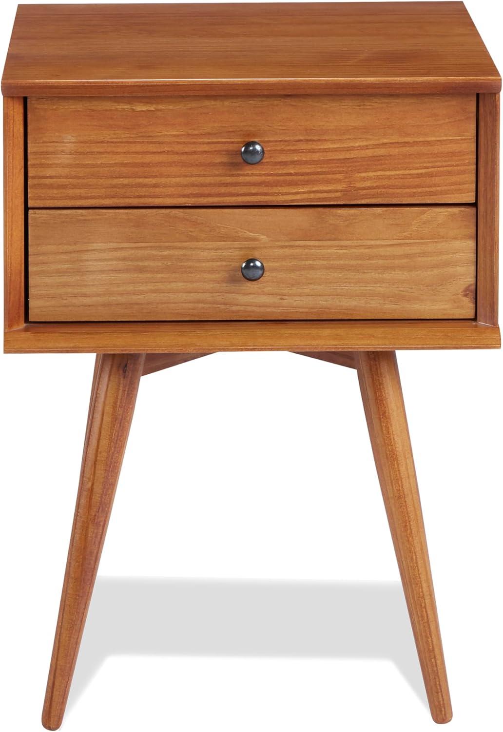 Camaflexi Mid Century Nightstand 2-Drawer Night Stand Cabinet, Castanho