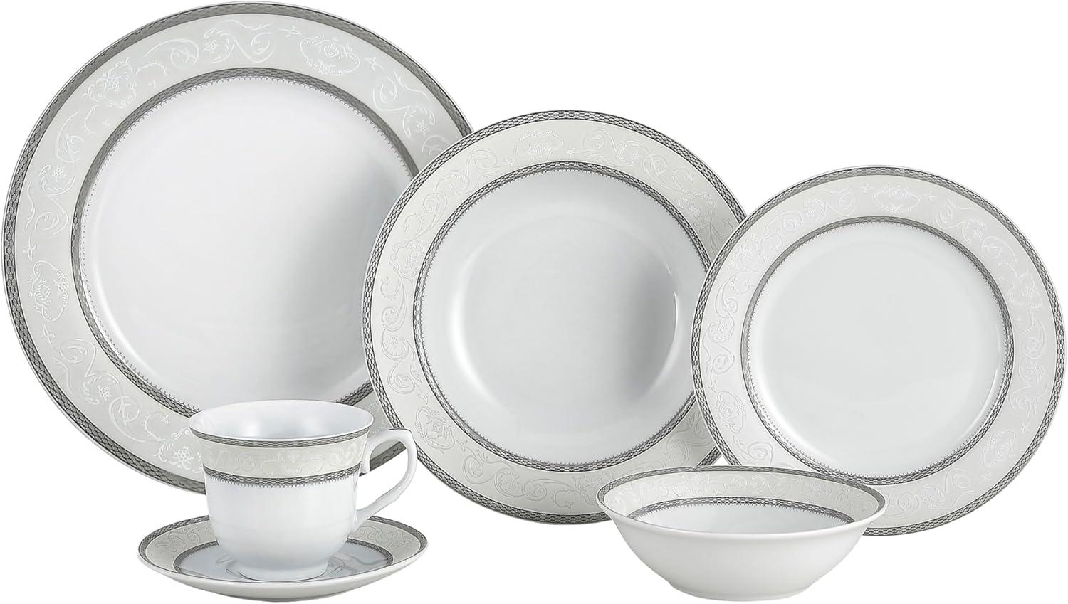 Lorren Home Trends 57 Piece Porcelain China Dinnerware Set - Service for 8