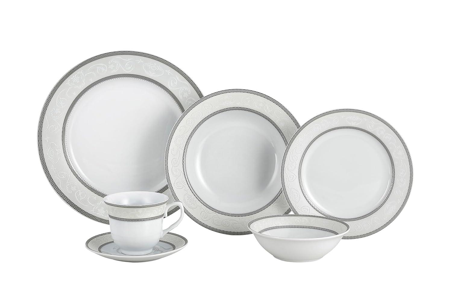 Lorren Home Trends 57 Piece Porcelain China Dinnerware Set - Service for 8