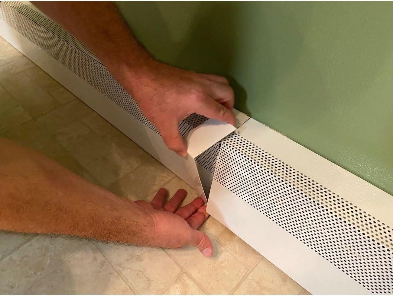 Baseboarders Baseboarders Basic Steel Easy Slip-On Baseboard Heater Cover Coupler - White