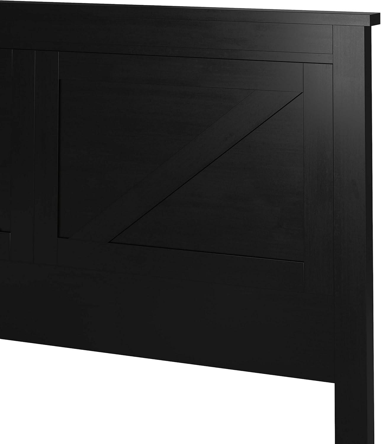 Glenwillow Home Farmhouse Style Wood Panel Headboard in Black, Full Size