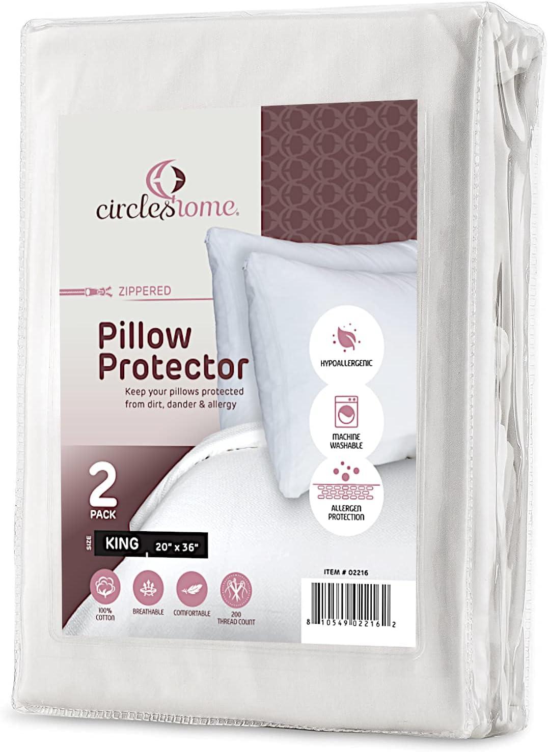 King Size White Cotton Hypoallergenic Pillow Protector Set