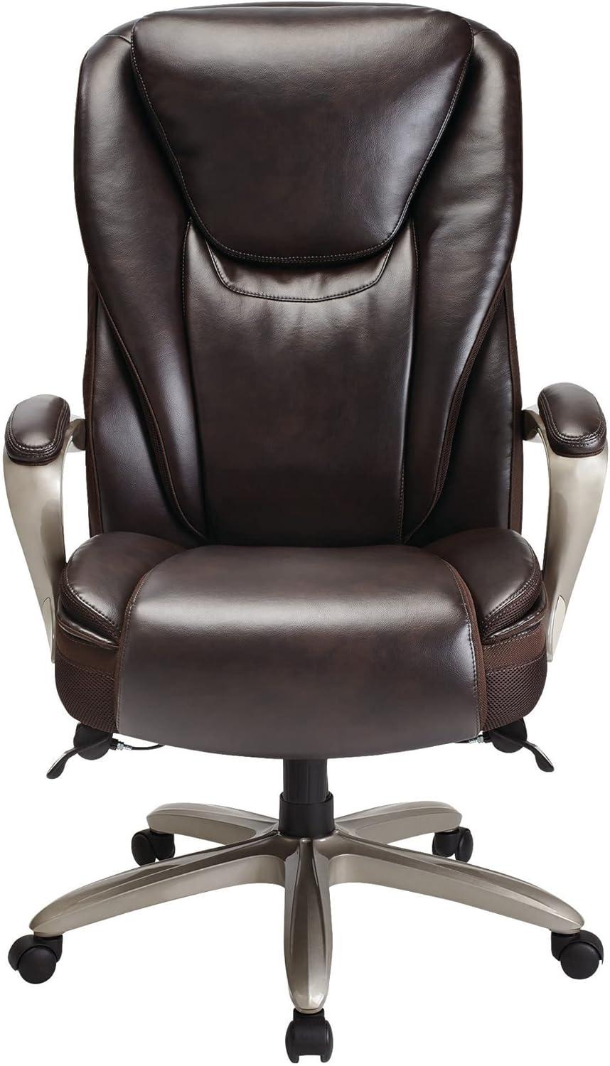 Roasted Chestnut Leather High-Back Swivel Executive Chair