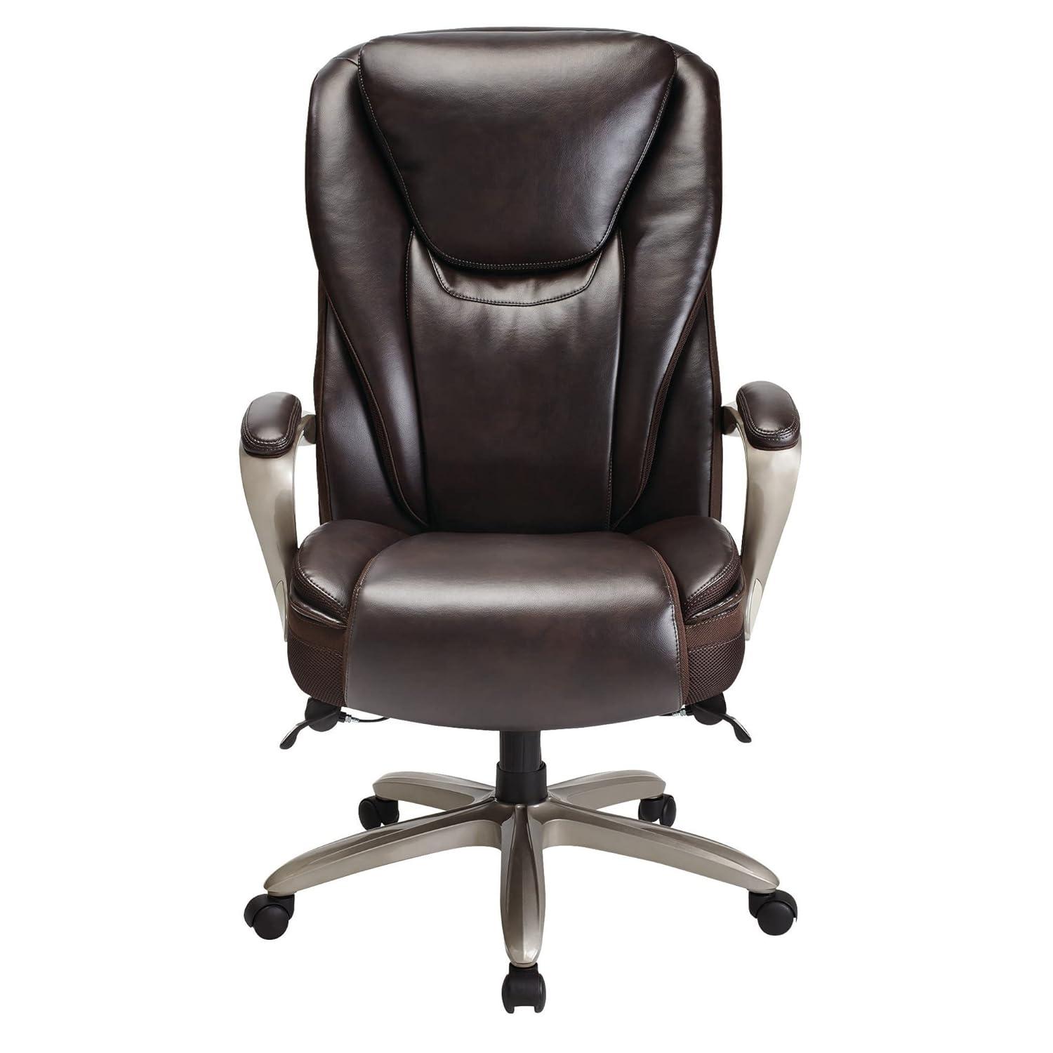 Serta® Smart Layers™ Hensley Big & Tall Ergonomic Bonded Leather High-Back Office Chair, Roasted Chestnut/Satin Nickel
