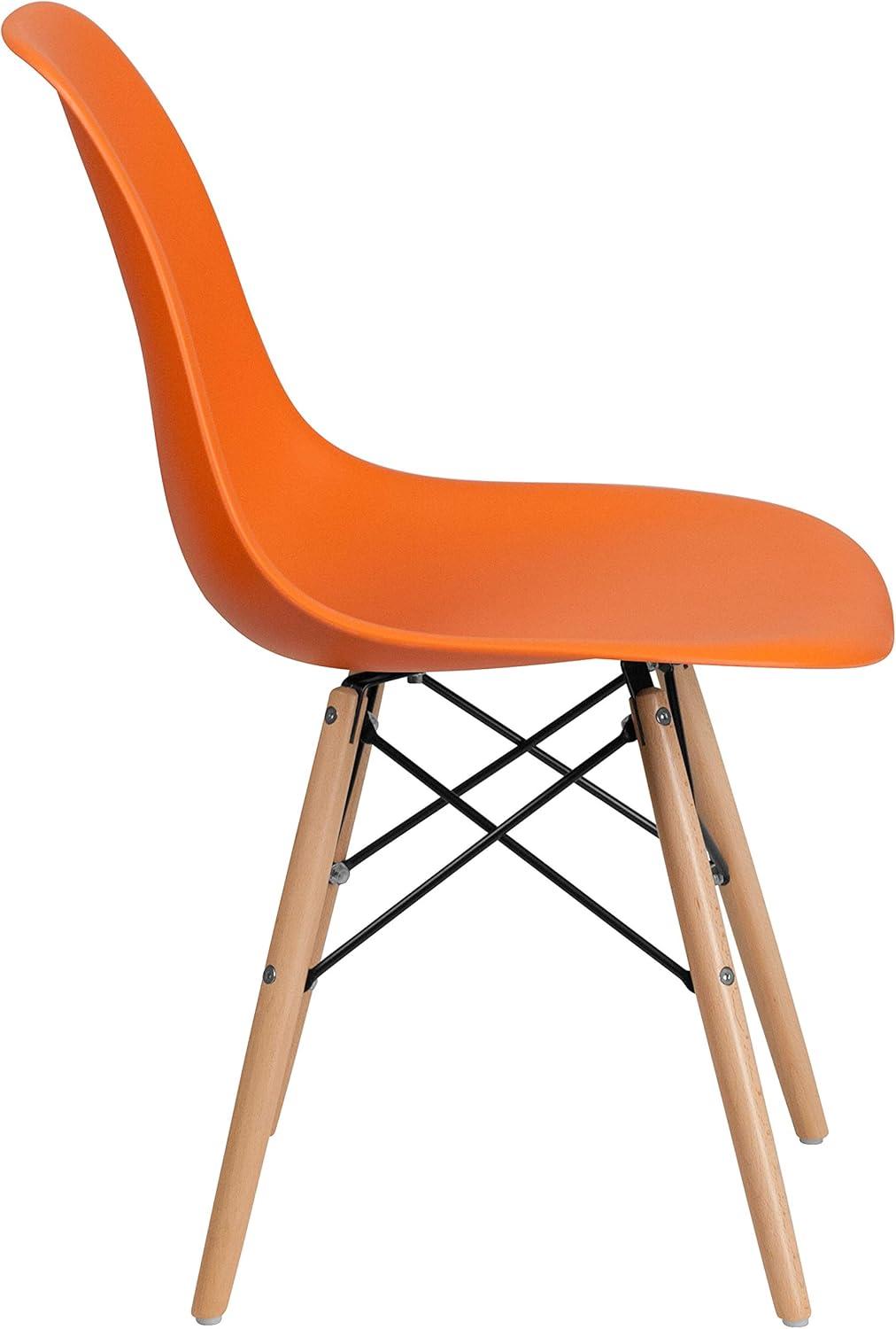 Flash Furniture Elon Series Plastic Chair with Wooden Legs for Versatile Kitchen, Dining Room, Living Room, Library or Desk Use