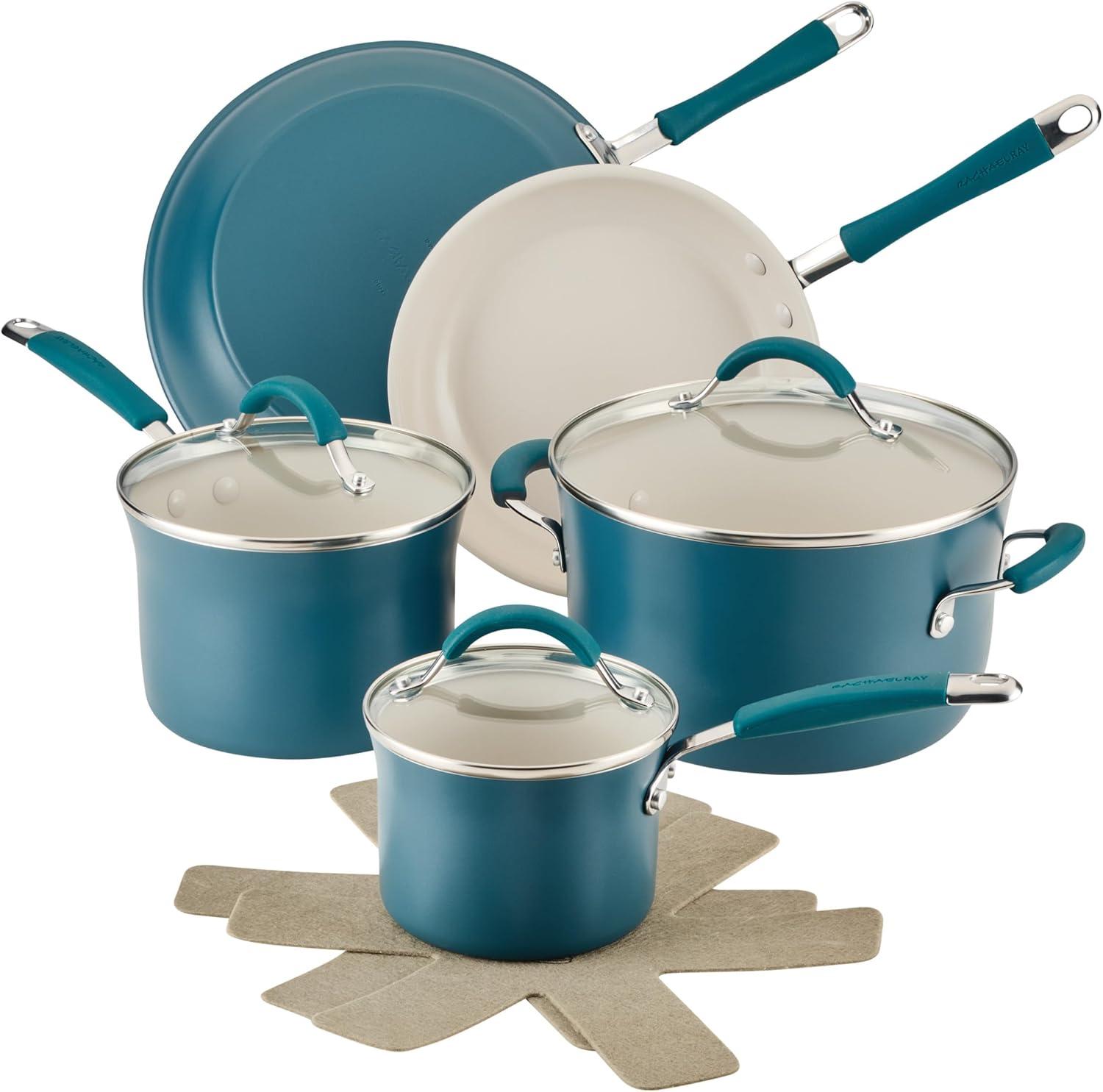 Rachael Ray Rachael Ray Cucina Ceramic Nonstick Cookware Pots And Pans Set, 10 Piece