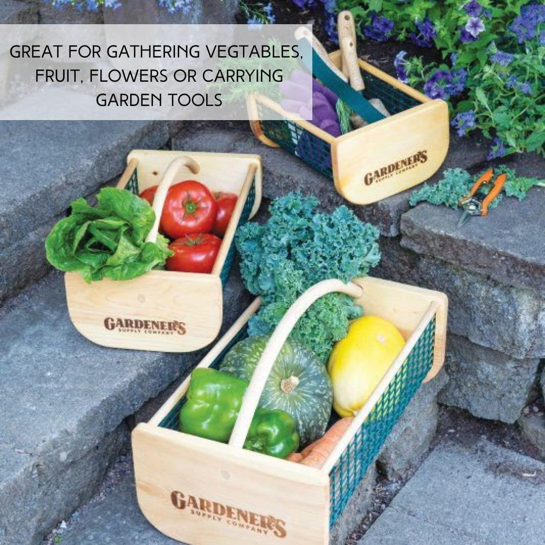 Gardeners Supply Company Garden Hod Harvest Basket | Versatile Gardening Fruits & Vegetables Gathering Basket | Natural Smooth Pine - Maple Frame &