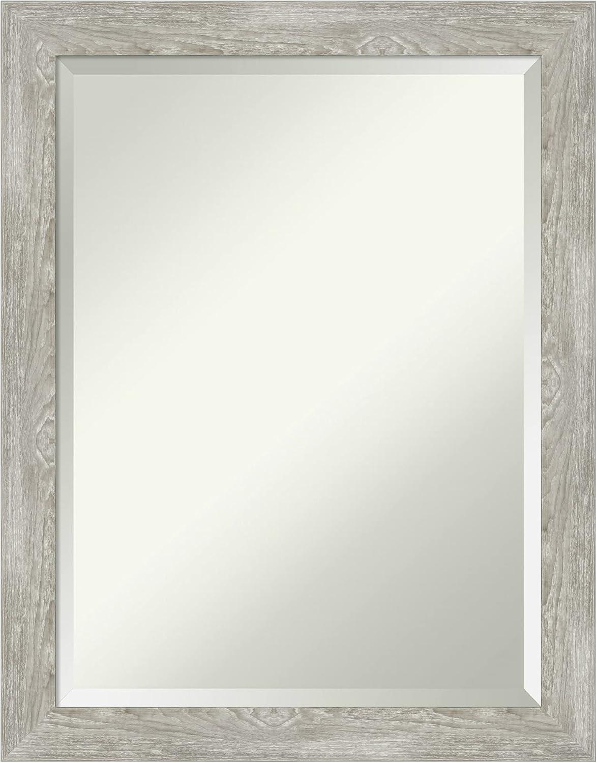 Rustic Weathered Grey Woodgrain Rectangular Bathroom Vanity Mirror