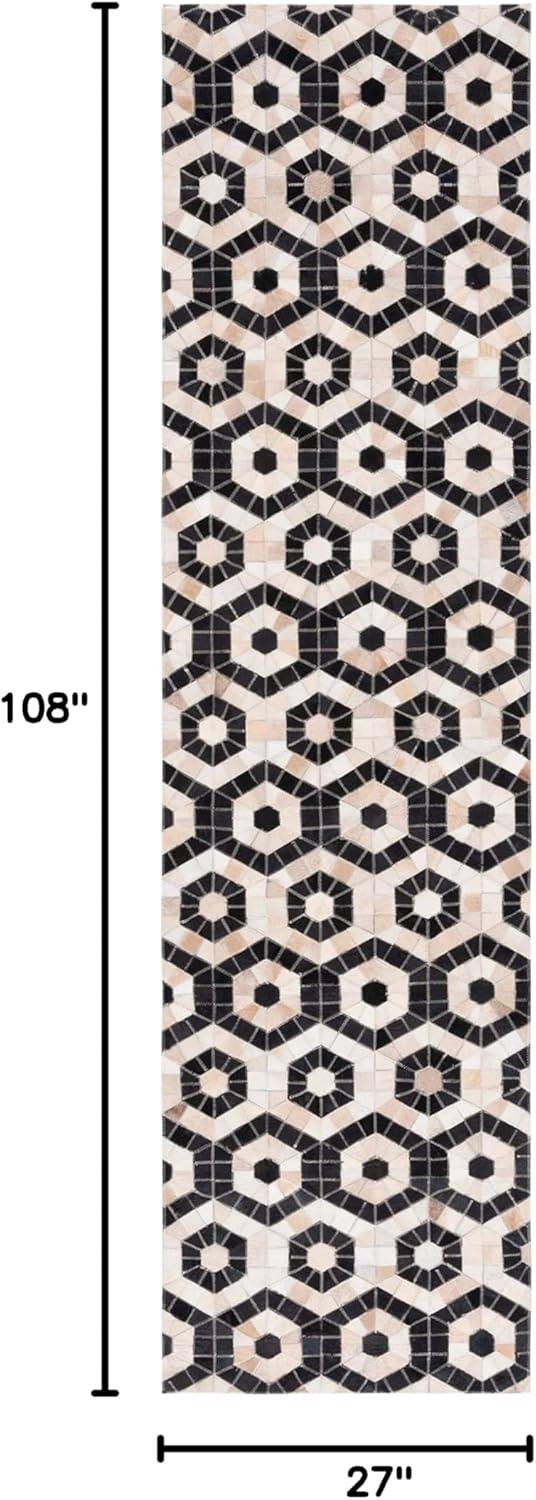 Studio Leather STL234 Flat Weave Runner Rug - Black/Beige - 2'3"x9' - Safavieh