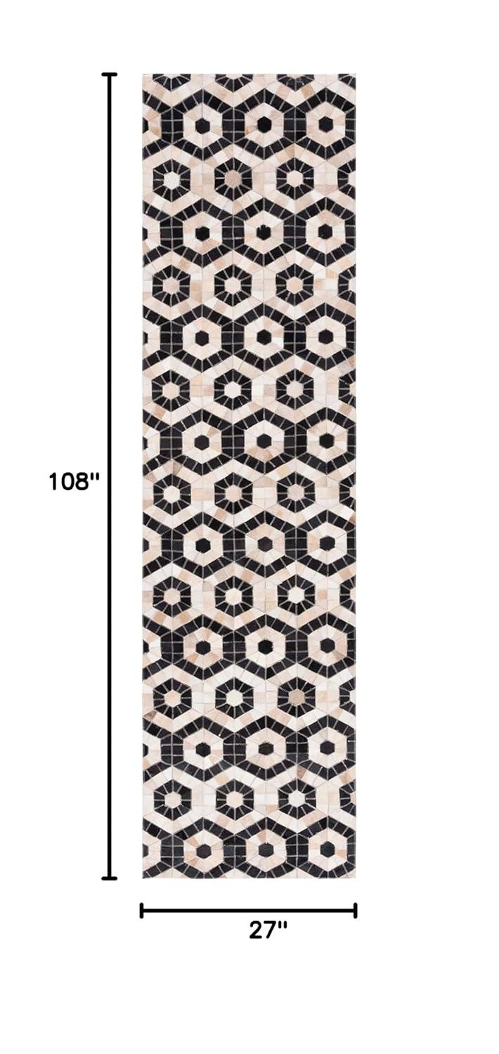 Studio Leather STL234 Flat Weave Runner Rug - Black/Beige - 2'3"x9' - Safavieh