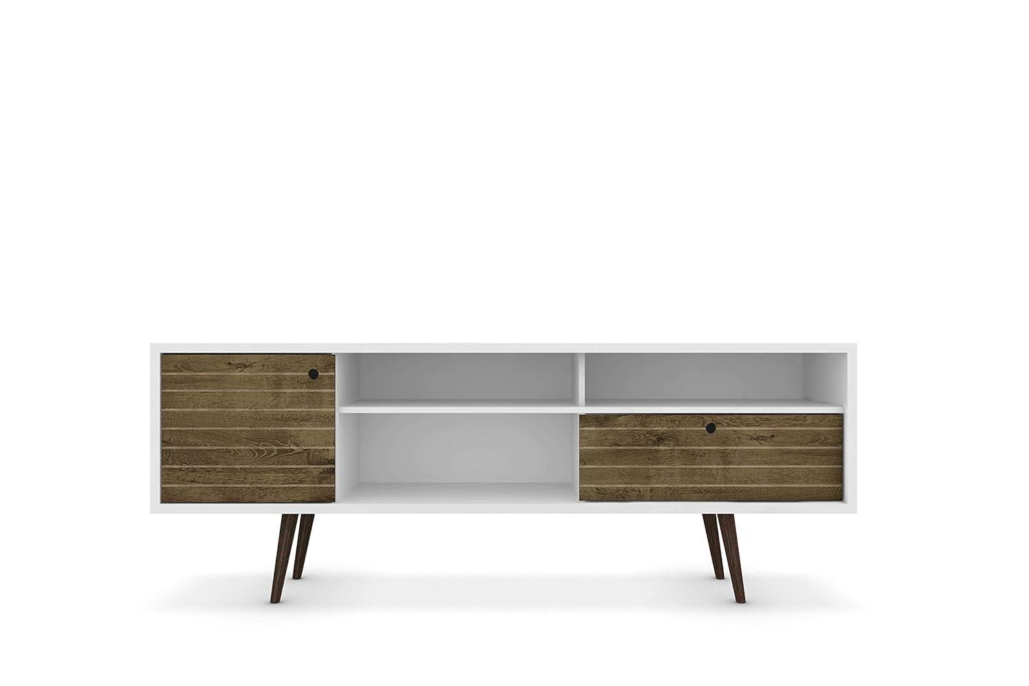 Liberty 70.86" Mid-Century Modern TV Stand with 4 Shelving Spaces and 1 Drawer  with Solid Wood Legs