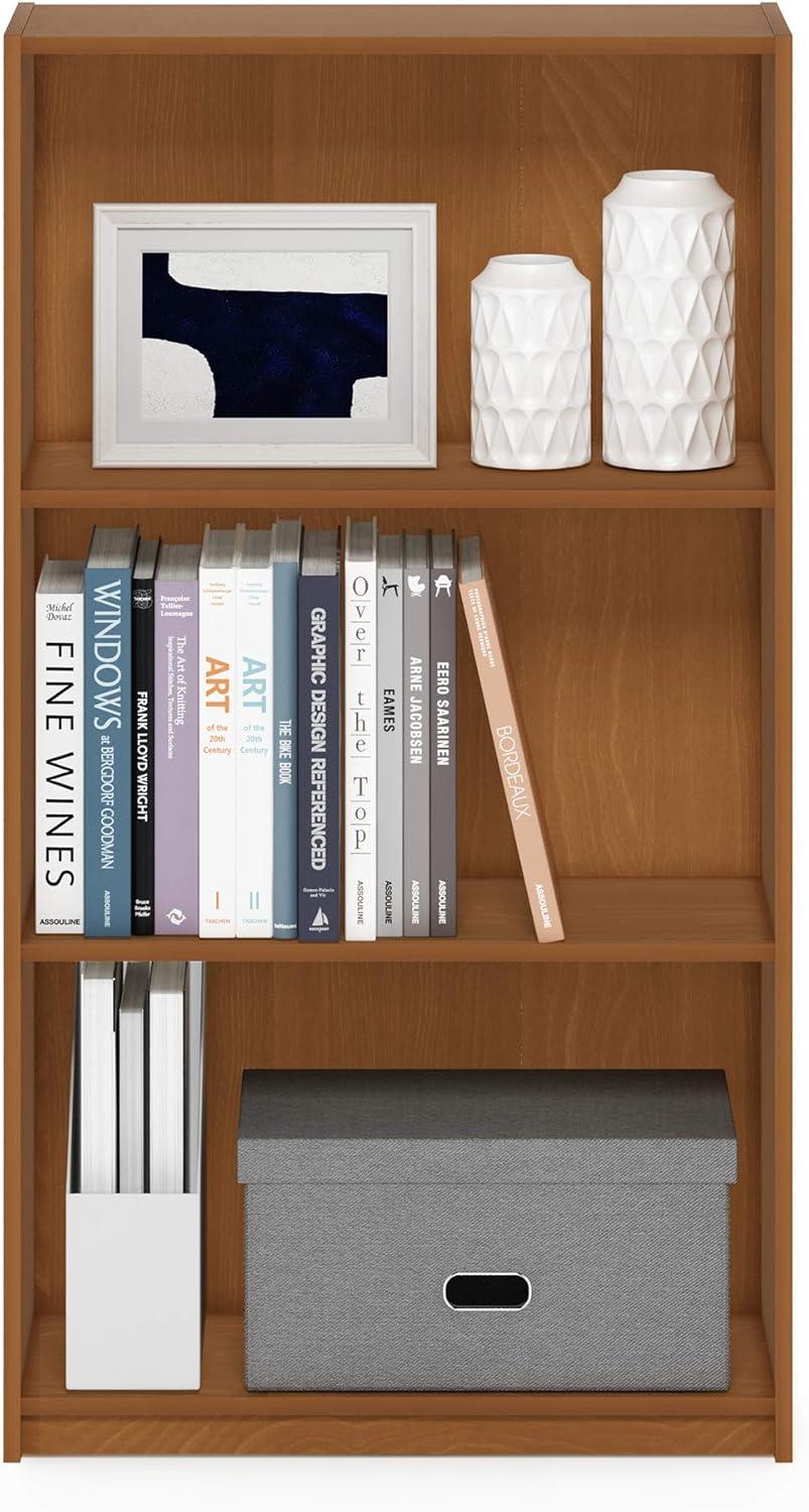 Furinno Basic Engineered Wood 3-Tier Bookcase Storage Shelves in Light Cherry