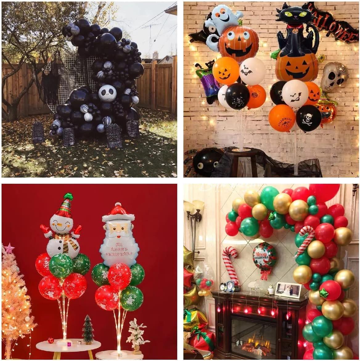 8 Sets 28 Inch Balloon Stand Kits, Balloon Sticks with Base For Table Floor Graduation Baby Shower Happy Birthday Engagement Fiesta Party Decorations Class