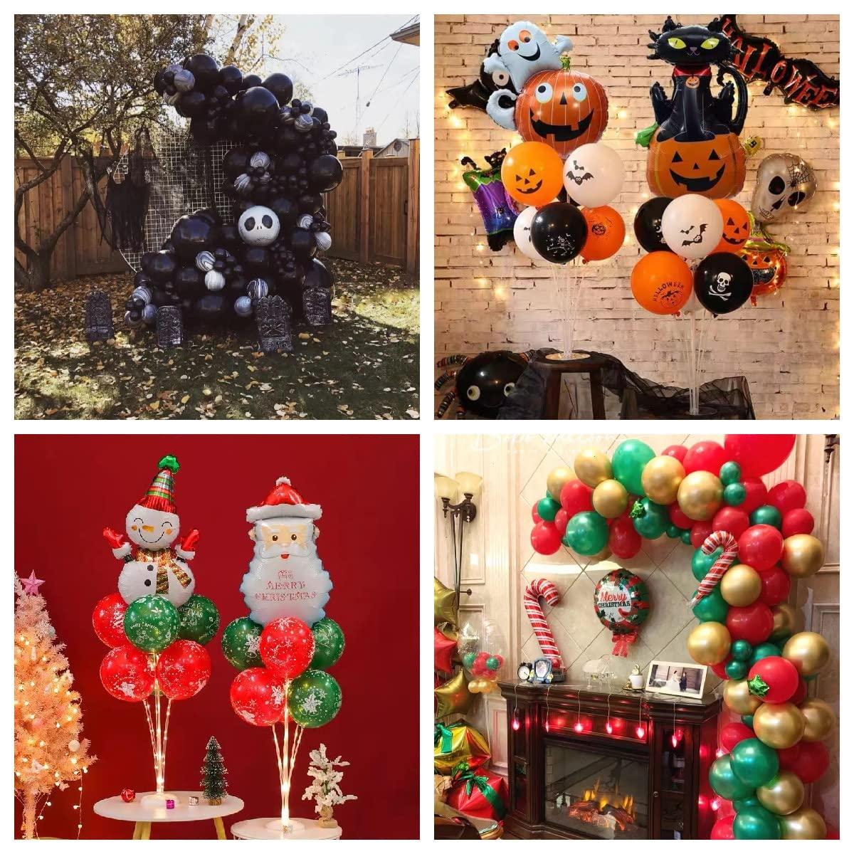 8 Sets 28 Inch Balloon Stand Kits, Balloon Sticks with Base For Table Floor Graduation Baby Shower Happy Birthday Engagement Fiesta Party Decorations Class