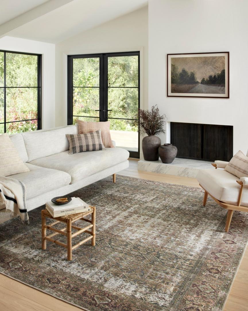 Georgie Oriental Moss/Salmon Area Rug