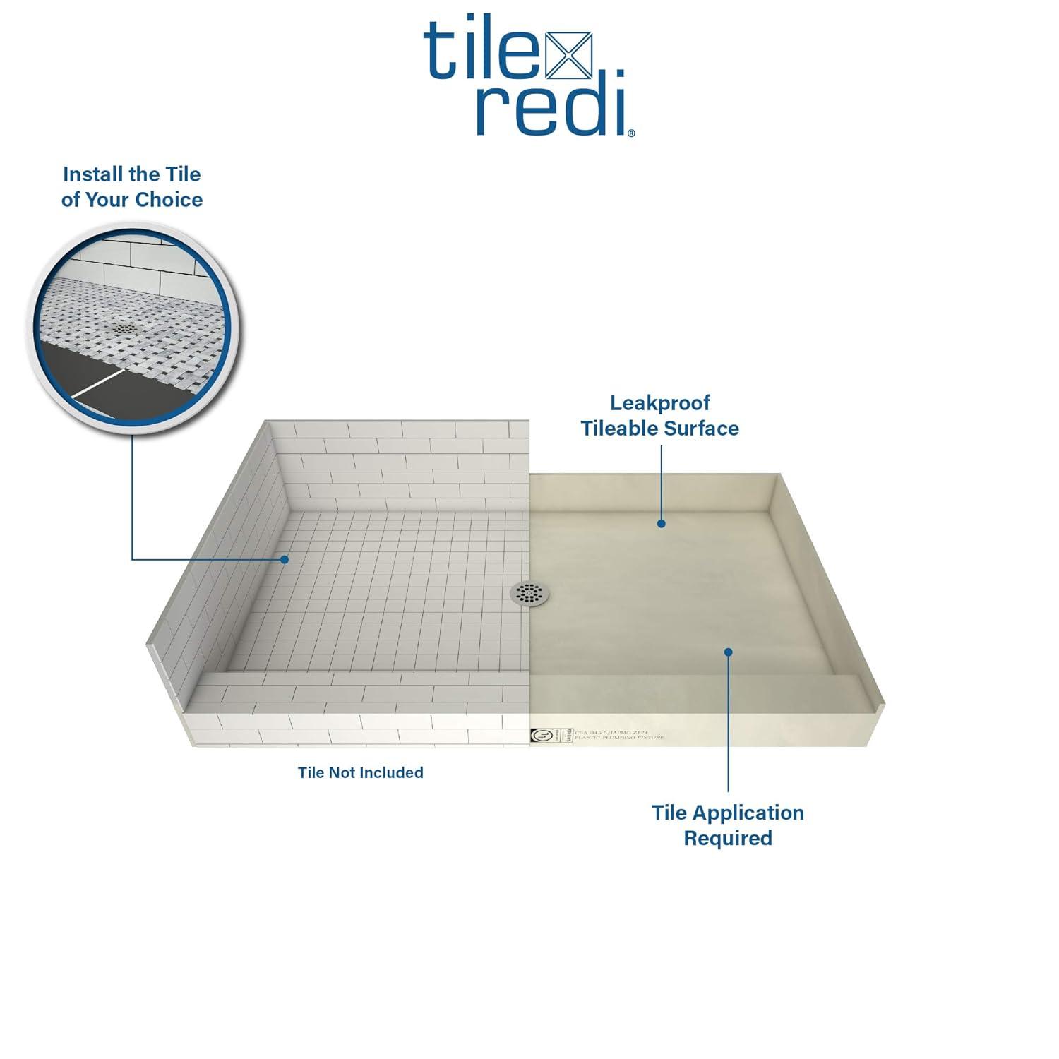 Tile Redi 3060Rspvc Redi Base 30" X 60" Rectangular Shower Base - Chrome