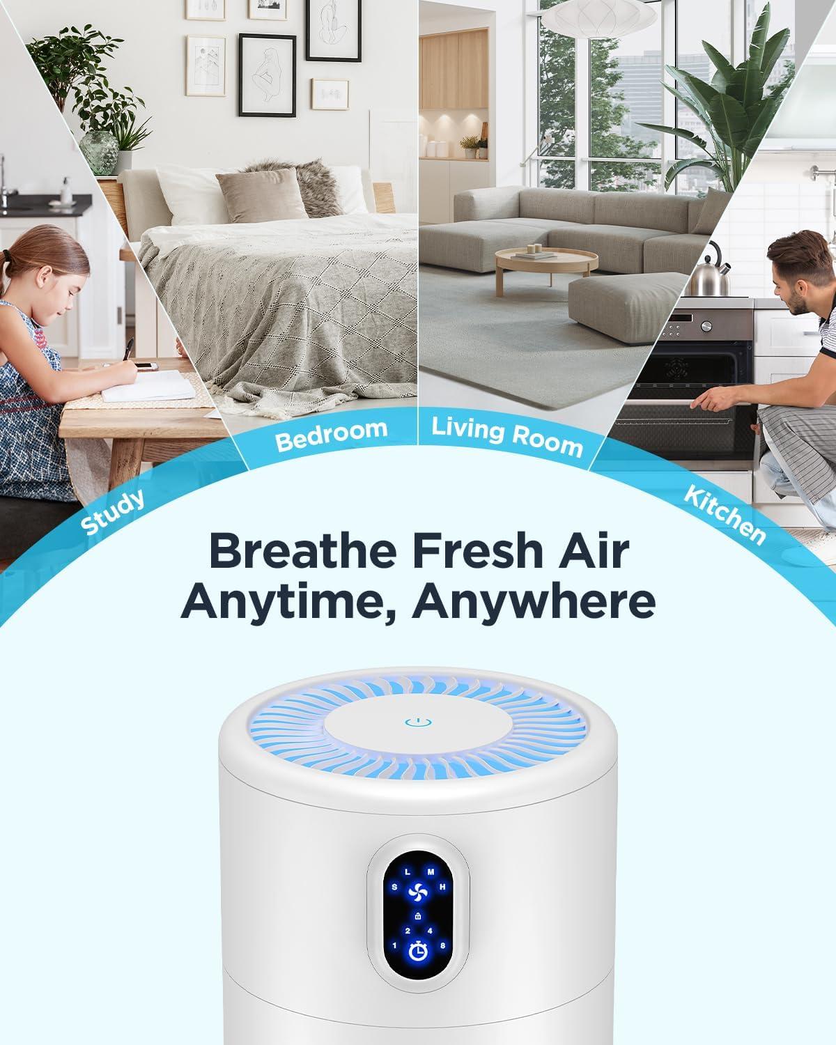 Air Purifier, HEPA Air Filter for Home Large Room up to 1076 Sq ft, Air Cleaner with Sleep Mode & Speed Control for Pet Hair, Allergies, Smokers, Odors, Dust, Pollen, Odor Eliminators for Bedroom