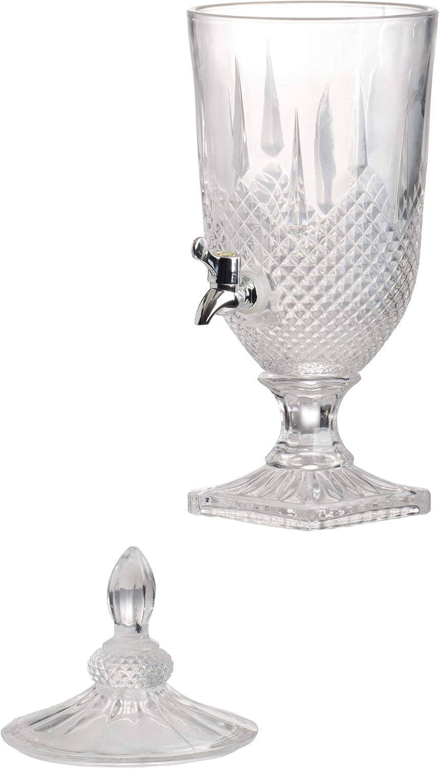 Modern Luxurious Beverage Drink Dispenser Crystal Glass Base and Lid Parties Weddings Events Catering 6.7" x 6.7" x 19"