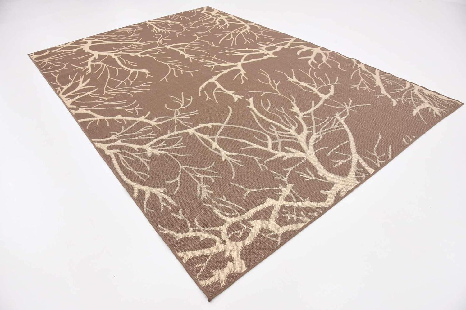 Unique Loom Outdoor Botanical Branch Floral and Botanical Woven Area Rug