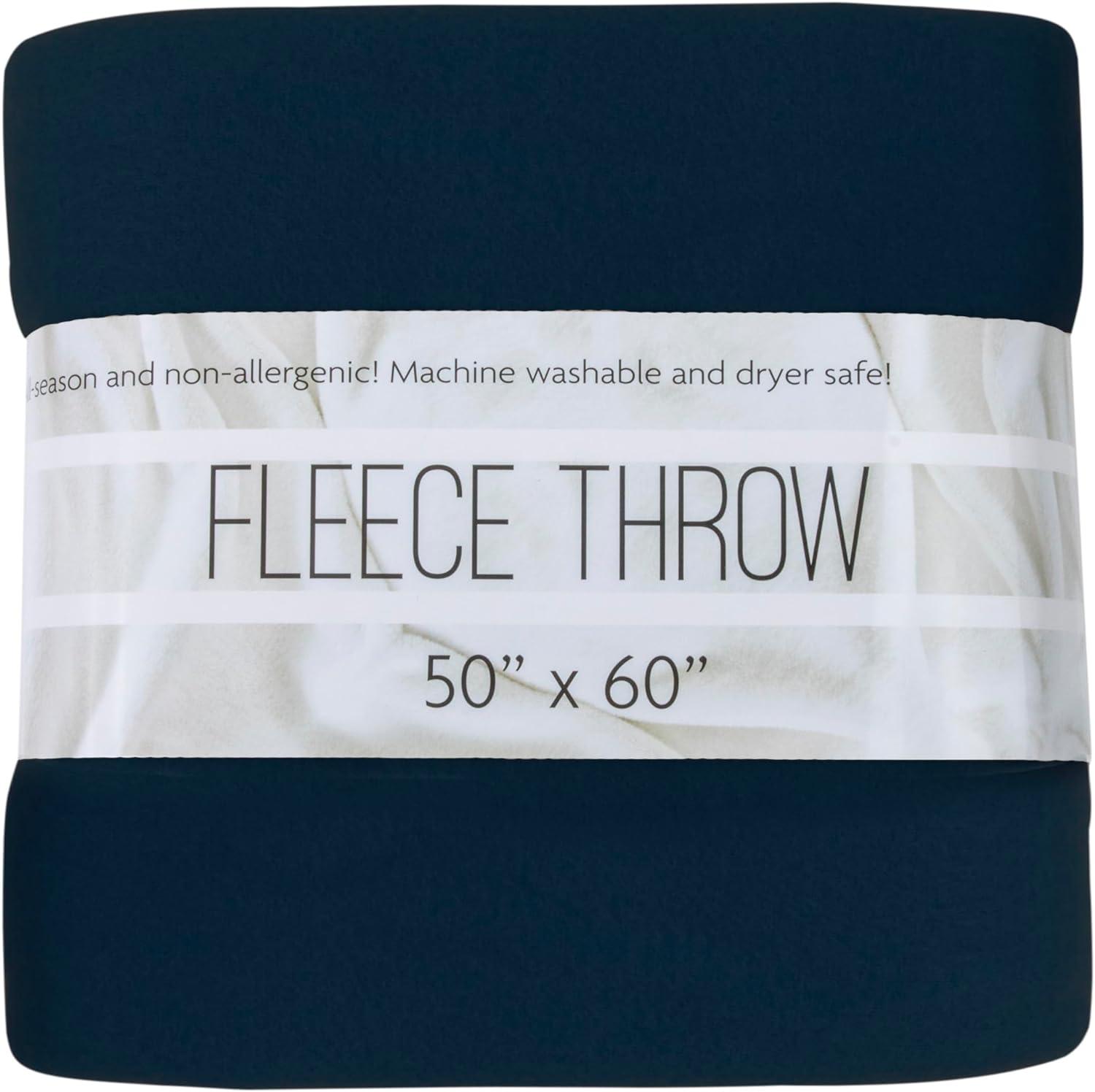24 Pack of Bulk Wholesale 60”L x 50”W Solid Color Hypoallergenic Fleece Throw Blankets for Fall, Winter, Spring, Summer, Men, Women, Children, Homeless, Charity Donation Drives in Assorted Colors