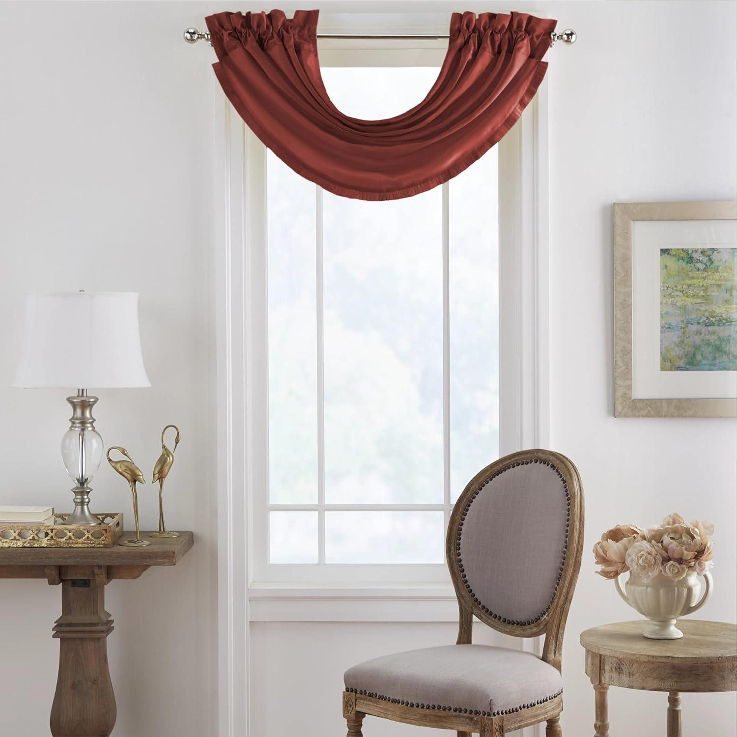 Elrene Versailles Faux Silk Waterfall Window Valance - 52" x 36"- Elrene Home Fashions