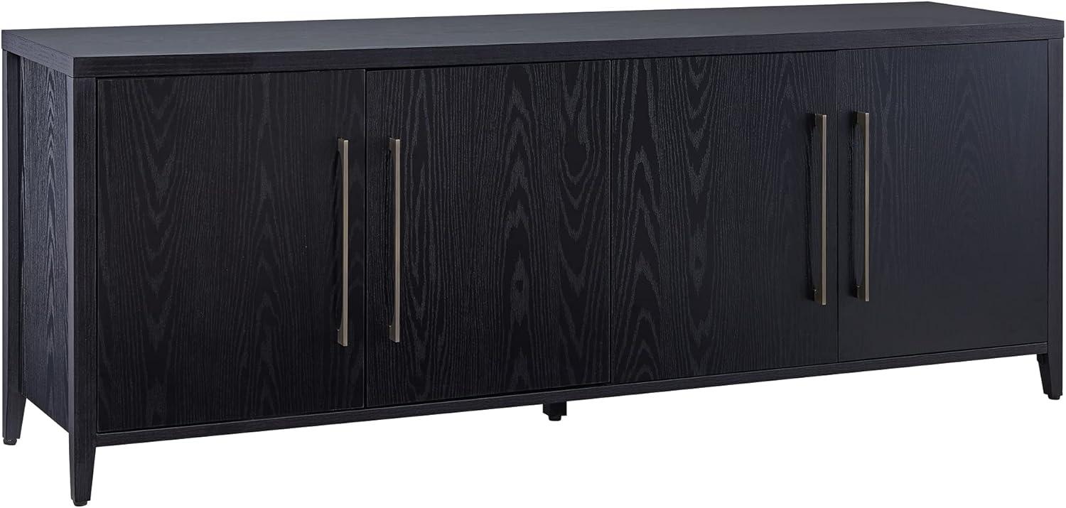 Modern Black Grain TV Stand with Fireplace Cabinet for 75" TVs